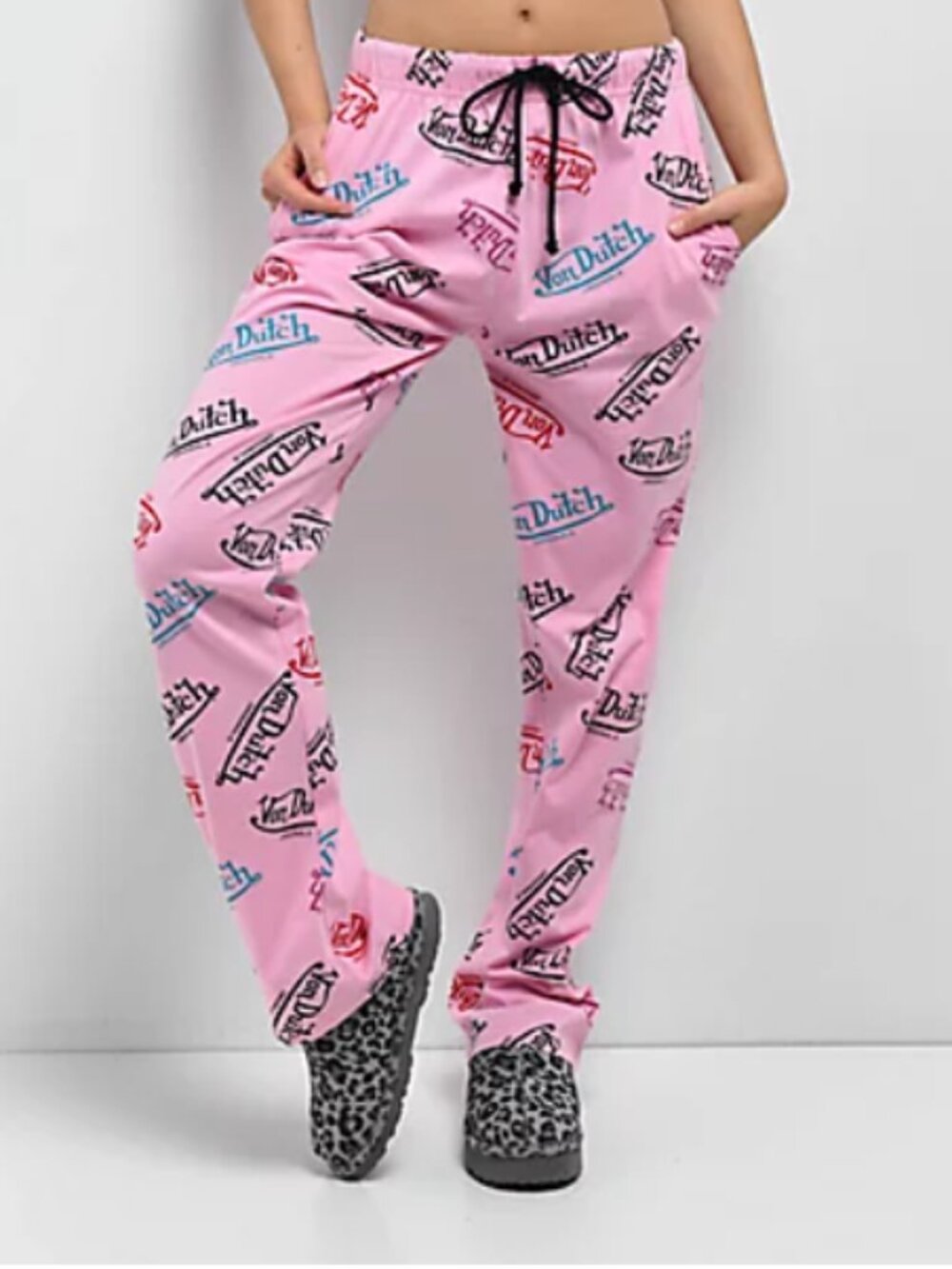 Von Dutch All Over Logo Pink Lounge Pants – Size L